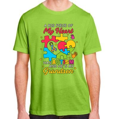 A Big Piece Of My Heart Has Autism And He's My Grandson Autism Awareness Adult ChromaSoft Performance T-Shirt