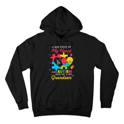 A Big Piece Of My Heart Has Autism And He's My Grandson Autism Awareness Hoodie