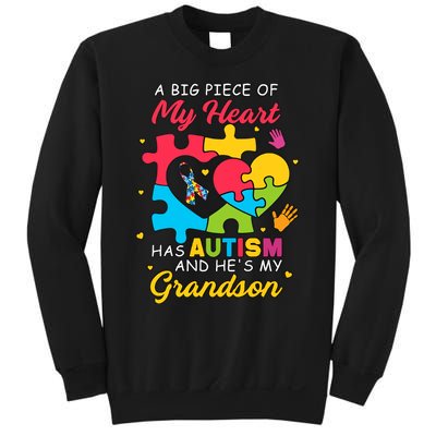 A Big Piece Of My Heart Has Autism And He's My Grandson Autism Awareness Sweatshirt