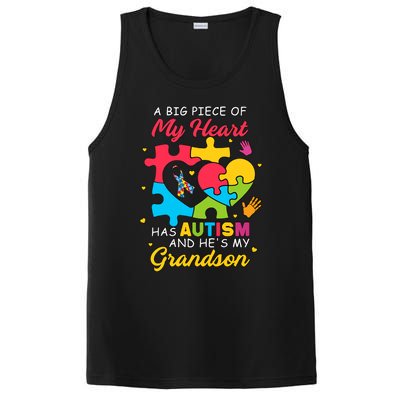 A Big Piece Of My Heart Has Autism And He's My Grandson Autism Awareness PosiCharge Competitor Tank