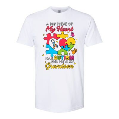 A Big Piece Of My Heart Has Autism And He's My Grandson Autism Awareness Softstyle CVC T-Shirt