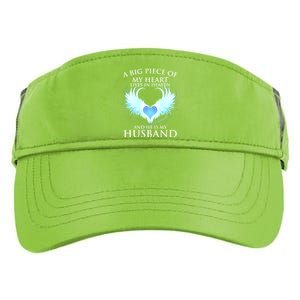 A Big Piece Of My Heart Lives In Heaven And He Is My Husband Great Gift Adult Drive Performance Visor