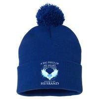 A Big Piece Of My Heart Lives In Heaven And He Is My Husband Great Gift Pom Pom 12in Knit Beanie