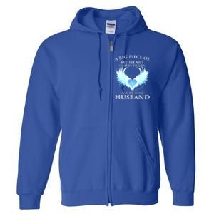 A Big Piece Of My Heart Lives In Heaven And He Is My Husband Great Gift Full Zip Hoodie