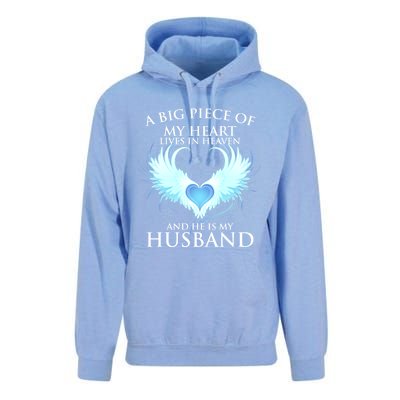 A Big Piece Of My Heart Lives In Heaven And He Is My Husband Great Gift Unisex Surf Hoodie