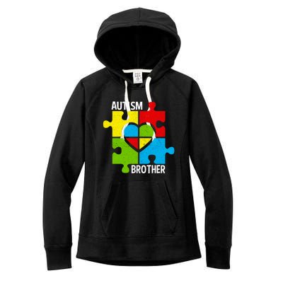 Autism Brother Puzzle Pieces And Heart Gift Women's Fleece Hoodie