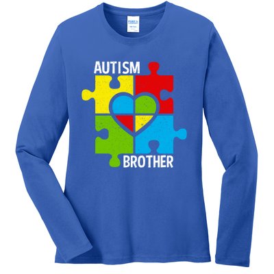 Autism Brother Puzzle Pieces And Heart Gift Ladies Long Sleeve Shirt