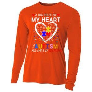 A Big Piece Of My Heart Has Autism And She's My Friend Gift Cooling Performance Long Sleeve Crew