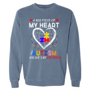 A Big Piece Of My Heart Has Autism And She's My Friend Gift Garment-Dyed Sweatshirt