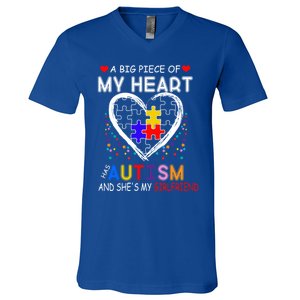 A Big Piece Of My Heart Has Autism And She's My Friend Gift V-Neck T-Shirt