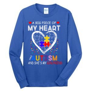 A Big Piece Of My Heart Has Autism And She's My Friend Gift Tall Long Sleeve T-Shirt