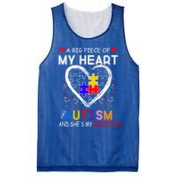 A Big Piece Of My Heart Has Autism And She's My Friend Gift Mesh Reversible Basketball Jersey Tank