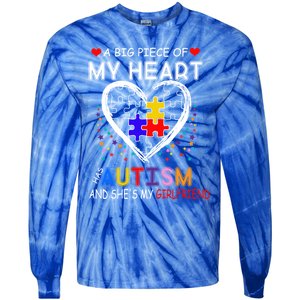 A Big Piece Of My Heart Has Autism And She's My Friend Gift Tie-Dye Long Sleeve Shirt