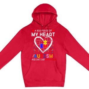 A Big Piece Of My Heart Has Autism And She's My Friend Gift Premium Pullover Hoodie