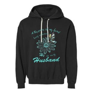 A Big Piece Of My Heart Lives In Heaven And He Is My Husband Garment-Dyed Fleece Hoodie