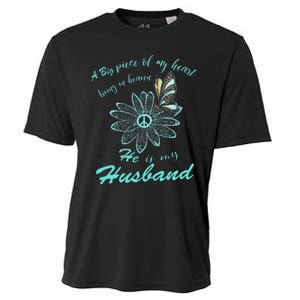 A Big Piece Of My Heart Lives In Heaven And He Is My Husband Cooling Performance Crew T-Shirt