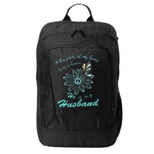 A Big Piece Of My Heart Lives In Heaven And He Is My Husband City Backpack