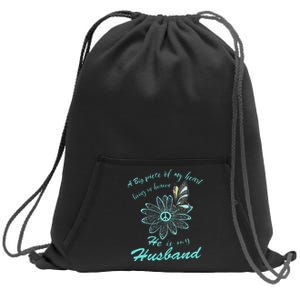 A Big Piece Of My Heart Lives In Heaven And He Is My Husband Sweatshirt Cinch Pack Bag