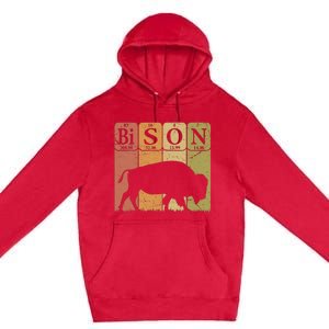 American Bison Periodic Table Elements Buffalo Retro Premium Pullover Hoodie