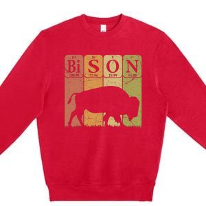 American Bison Periodic Table Elements Buffalo Retro Premium Crewneck Sweatshirt