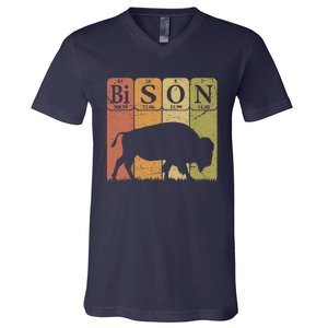 American Bison Periodic Table Elements Buffalo Retro V-Neck T-Shirt