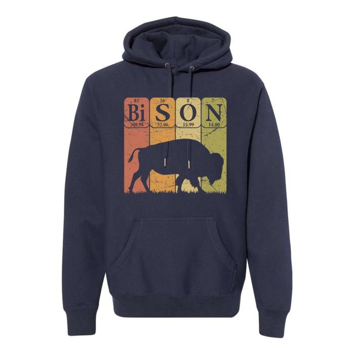 American Bison Periodic Table Elements Buffalo Retro Premium Hoodie