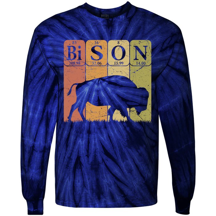 American Bison Periodic Table Elements Buffalo Retro Tie-Dye Long Sleeve Shirt