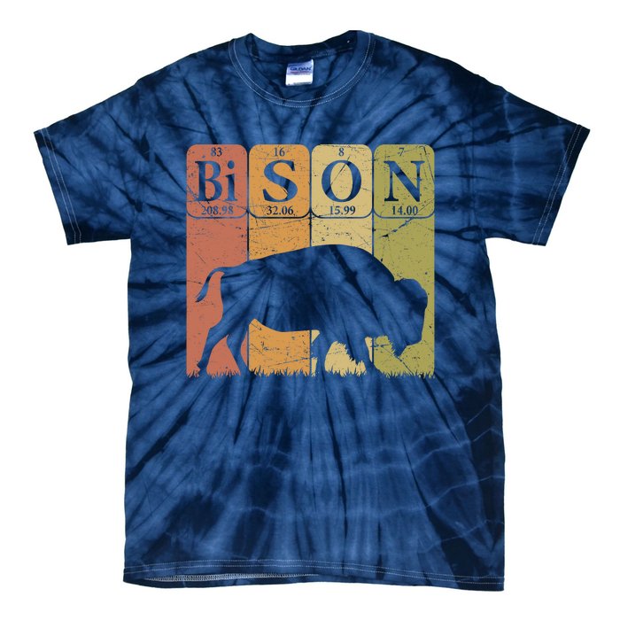 American Bison Periodic Table Elements Buffalo Retro Tie-Dye T-Shirt