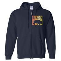 American Bison Periodic Table Elements Buffalo Retro Full Zip Hoodie