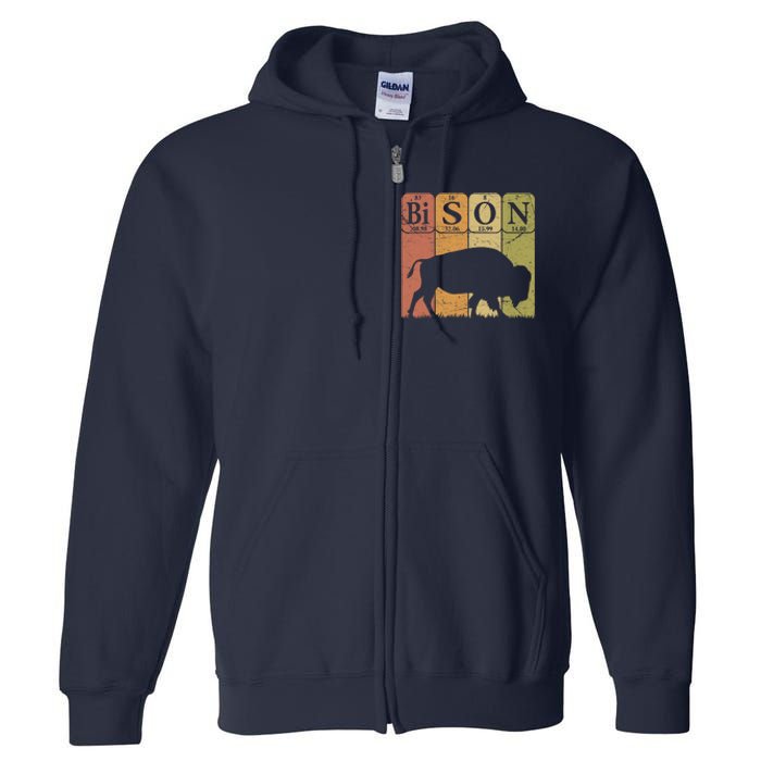 American Bison Periodic Table Elements Buffalo Retro Full Zip Hoodie