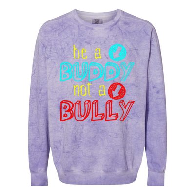 Anti Bullying Positive Message Be A Buddy Not A Bully Colorblast Crewneck Sweatshirt