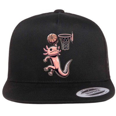 Axolotl Basketball Player Basketballer Sports Flat Bill Trucker Hat
