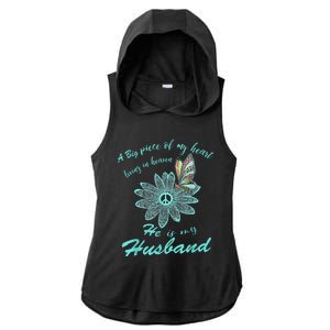 A Big Piece Of My Heart Lives In Heaven And He Is My Husband Ladies PosiCharge Tri-Blend Wicking Draft Hoodie Tank