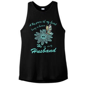 A Big Piece Of My Heart Lives In Heaven And He Is My Husband Ladies PosiCharge Tri-Blend Wicking Tank