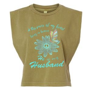 A Big Piece Of My Heart Lives In Heaven And He Is My Husband Garment-Dyed Women's Muscle Tee