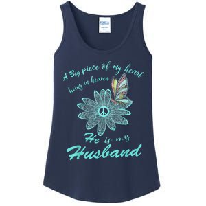 A Big Piece Of My Heart Lives In Heaven And He Is My Husband Ladies Essential Tank