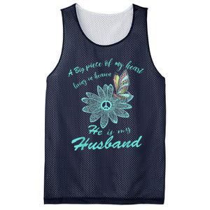 A Big Piece Of My Heart Lives In Heaven And He Is My Husband Mesh Reversible Basketball Jersey Tank