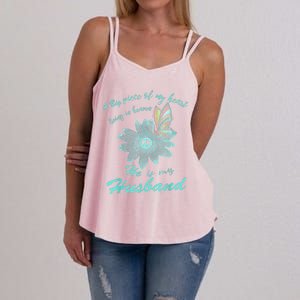 A Big Piece Of My Heart Lives In Heaven And He Is My Husband Women's Strappy Tank