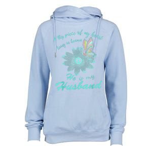 A Big Piece Of My Heart Lives In Heaven And He Is My Husband Womens Funnel Neck Pullover Hood