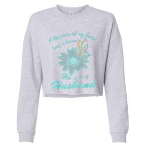 A Big Piece Of My Heart Lives In Heaven And He Is My Husband Cropped Pullover Crew