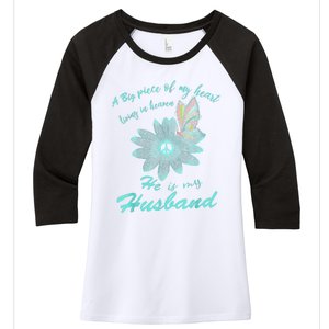 A Big Piece Of My Heart Lives In Heaven And He Is My Husband Women's Tri-Blend 3/4-Sleeve Raglan Shirt