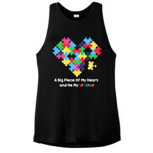 A Big Piece Of My Heart Has Autism Awareness He's My Brother Cool Gift Ladies PosiCharge Tri-Blend Wicking Tank