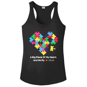 A Big Piece Of My Heart Has Autism Awareness He's My Brother Cool Gift Ladies PosiCharge Competitor Racerback Tank