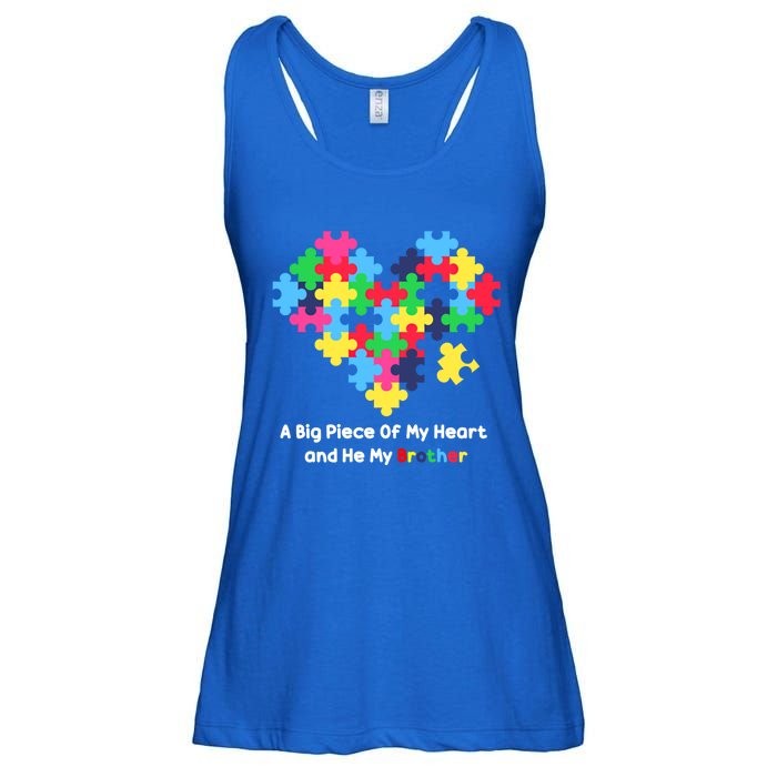 A Big Piece Of My Heart Has Autism Awareness He's My Brother Cool Gift Ladies Essential Flowy Tank