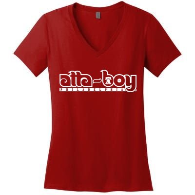 Atta Boy Philly Red October Philadelphia Baseball Women's V-Neck T-Shirt