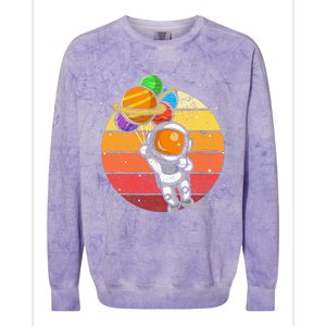 Astronomy Balloons Planets Space Astronomer Retro Astronaut Colorblast Crewneck Sweatshirt