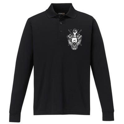 Awesome Billiards Pool Player Performance Long Sleeve Polo