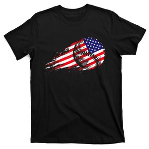 American Baseball Player USA Flag Baseball Lover T-Shirt