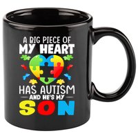 A Big Piece Of My Heart Has Autism And He's My Son Autism Gift 11oz C Handle Ceramic Mug