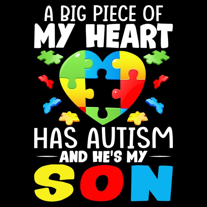 A Big Piece Of My Heart Has Autism And He's My Son Autism Gift Cooling Performance Long Sleeve Crew